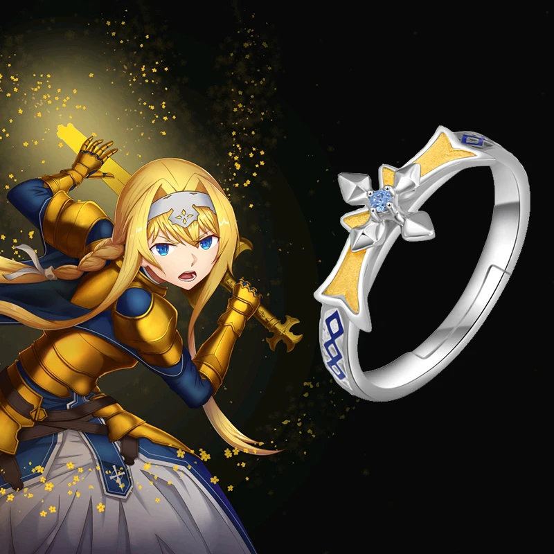 

Anime Sword Art Online Alicization Alice·Synthesis·Thirty 925 Sterling Silver Finger Ring Adjustable Jewelry Couple Lovers Gifts