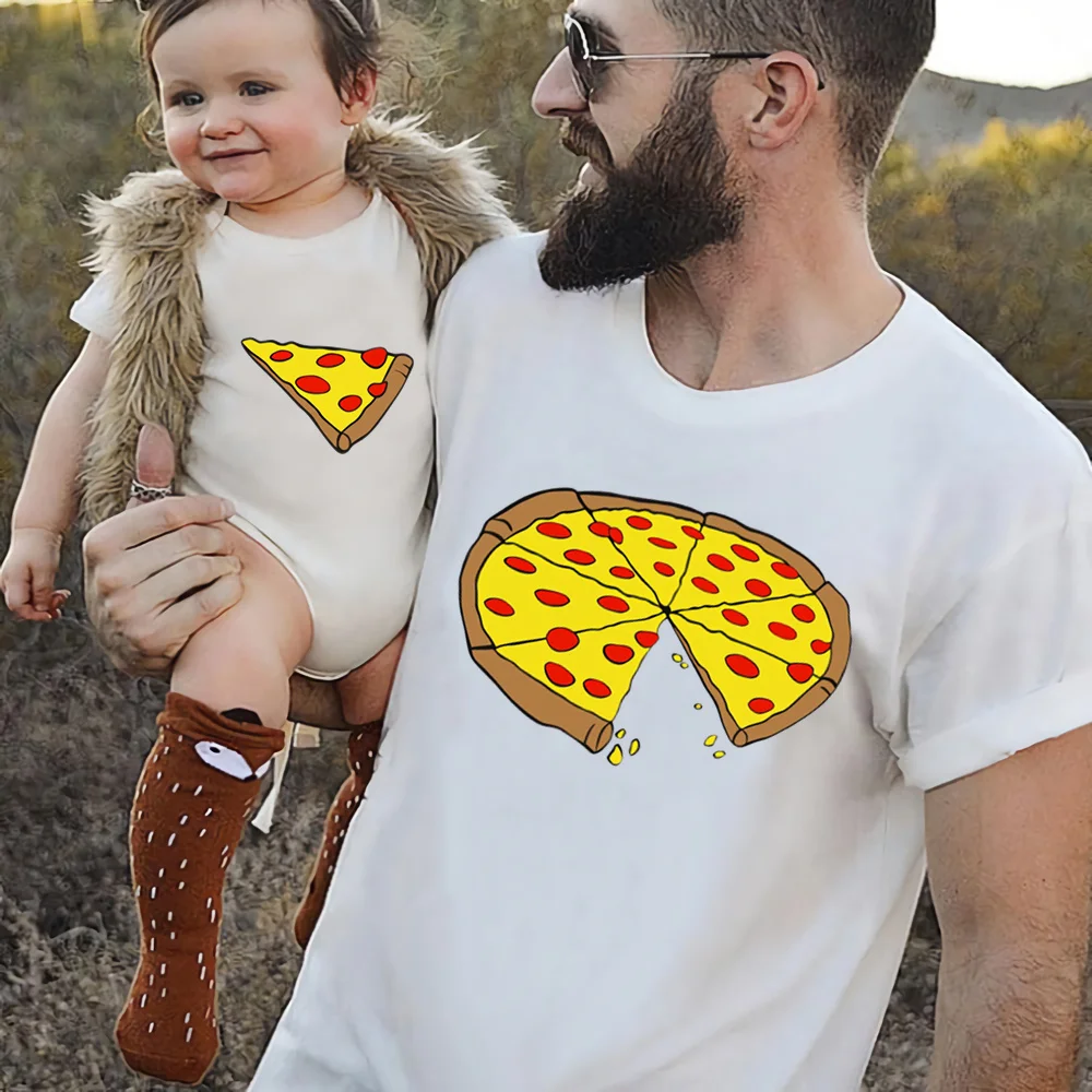 Ropa divertida a juego para Familia, camiseta de Pizza para padre, madre, hija, hijo, ropa para papá, mamá y yo, camiseta informal creativa para bebé 2021
