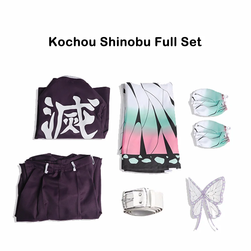 

Kochou Shinobu Cosplay Costume Demon Slayer Kimetsu no Yaiba Kimono Uniform Women Halloween Carnaval Full Set Uniform Cloak Wig