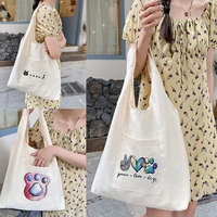 womens shopping bags canvas commuter vest bag foot prints series reusable grocery handbags eco messenger tote shopper bag