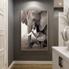 Картина на холсте, природа, постер, слон, мать и ребенок, животные, настенные картины, принты для гостиной, украшение для дома