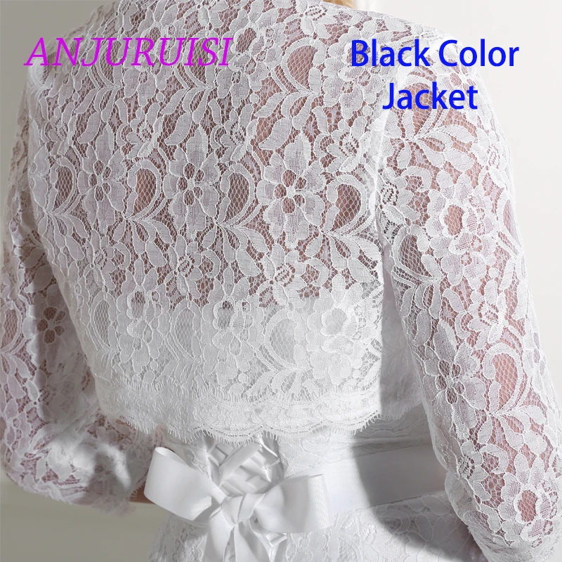 black color jacket ANJURUISI элегантные белые кружевные свадебные платья Русалка Свадебные платья винтажные богемные Свадебные платья дешевые Sereia с жакетом - Цвет: black color jacket