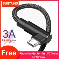 suntaiho micro charging cable for xiaomi redmi 7 4x samsung s7 lg android 90 degree elbow nylon braided 3a fast usb data charger