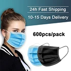 600 шт.; Оптовая продажа; Детское нижнее белье одноразовая маска для лица цвет синий, черный; Большие размеры для взрослых маска для лица из нетканого материала 3Ply пыле дышащий mascarilla маска в маске