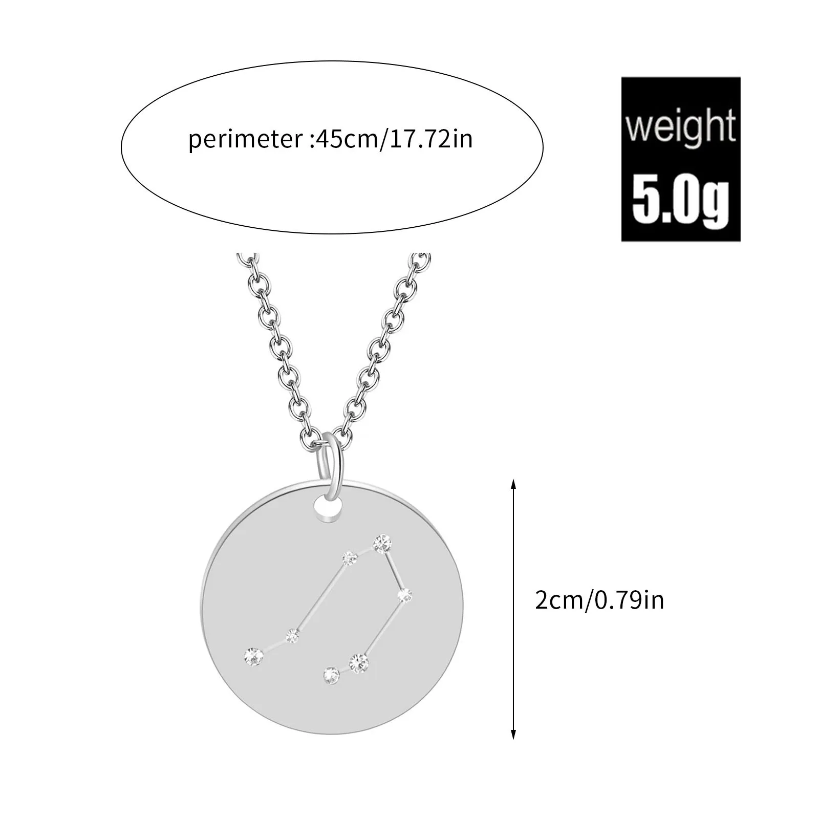 

Personalised 12 Constellation Tag Necklace Diamond Steel Necklace Jewelry