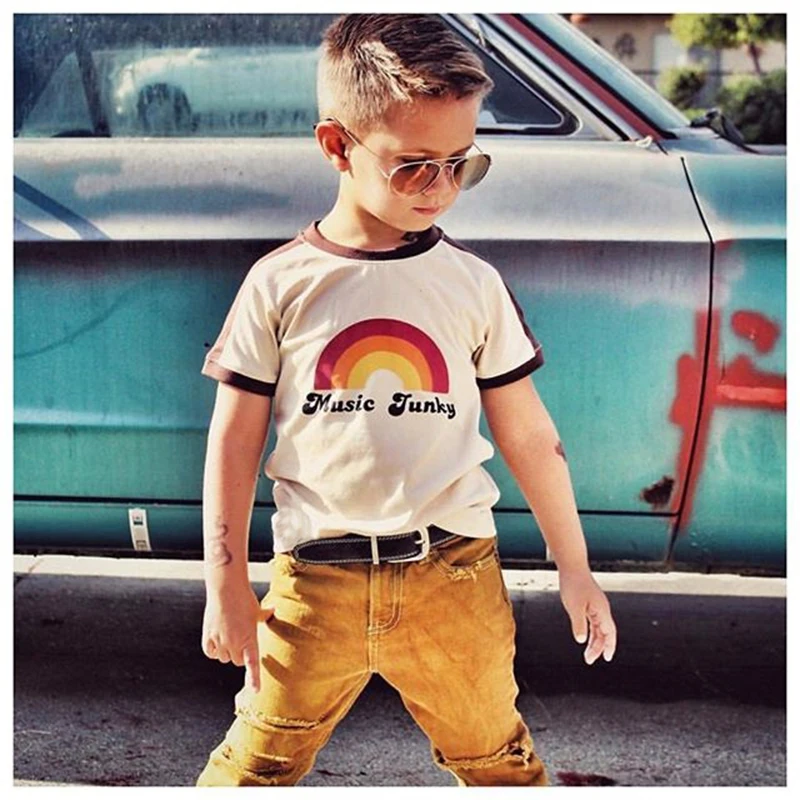 Детская футболка с радужным принтом коротким рукавом | Мать и ребенок