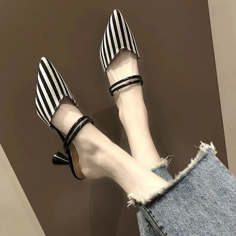 

2021 spring and summer new casual sexy shoes fashion slippers pointed high heels sandals stiletto shoes