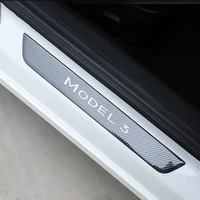 car styling accessories for tesla model 3 door sill scuff plate welcome pedal carbon fiber door threshold decoration sticker
