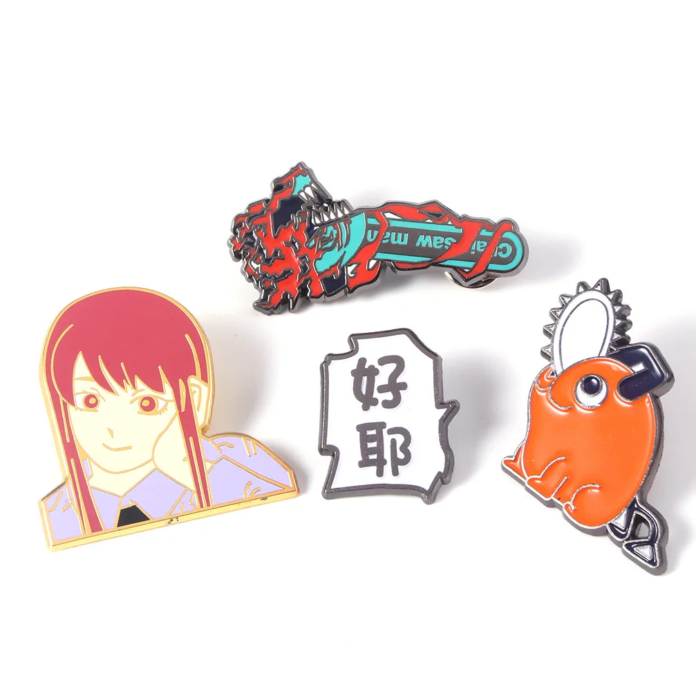 Anime Chainsaw Man Enamel Pins Denji Makima Power Pochita Cosplay Brooch Pin keychain keyring Collection Gift Prop |