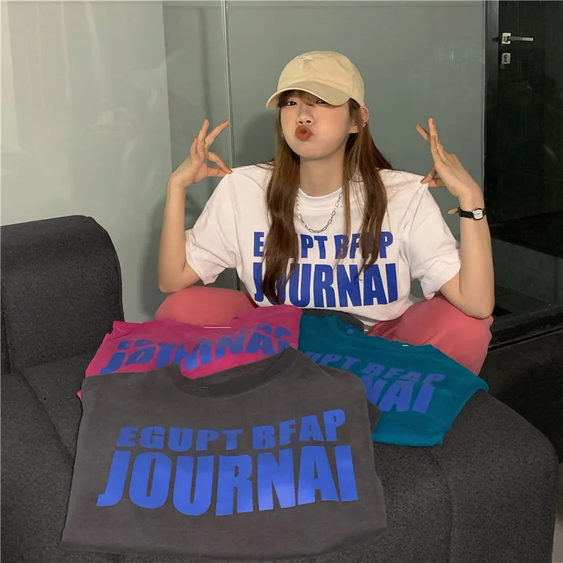 

JOURNAI Aesthetic Graphic Printed T Shirt Women Fashion Hip Hop Streetwear Hipster Female T-shirt Summer White Tshirt