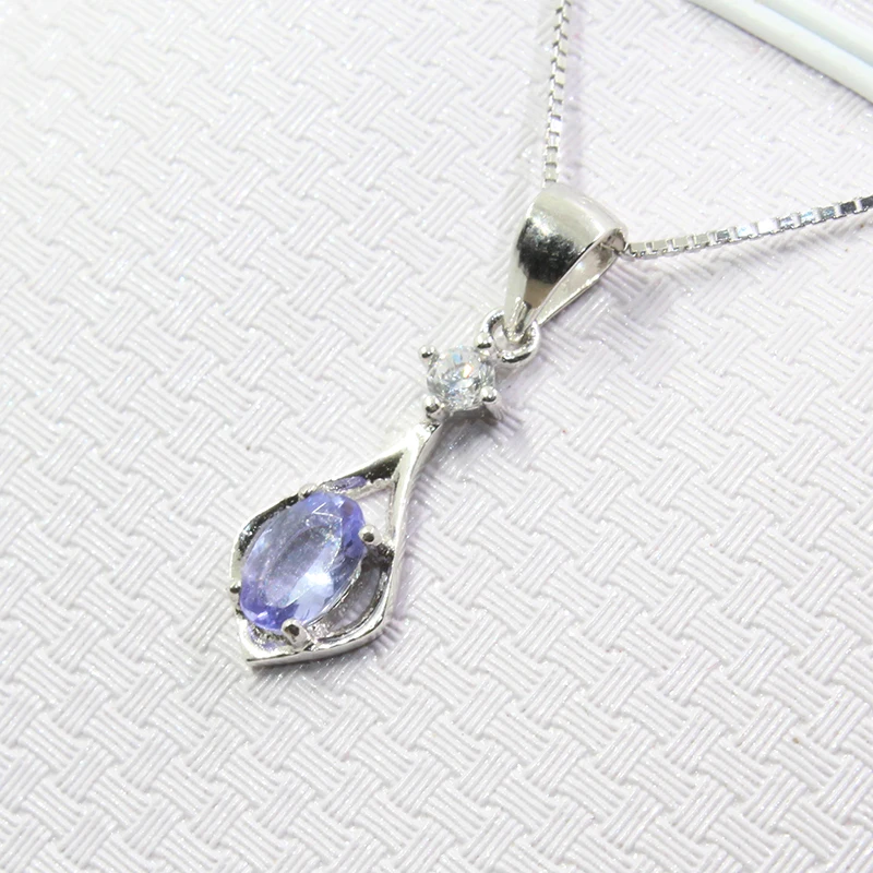 Простой Подвеска из танзанита с ожерельем для женщин 0 5 ct натуральный VVS класс