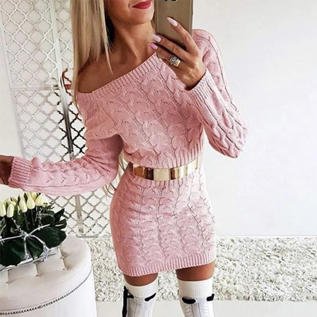 

Dresses For Women Mid-Autumn and Winter Long Twisted Sweater Dresses Undefined Vintage Sexy Party 2021*