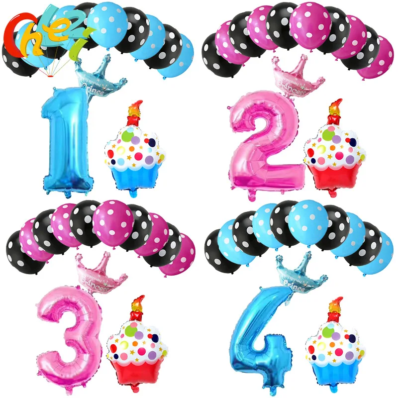 

13 шт. розовый синий тема набор воздушных шаров на день рождения и цифрами 1, 2, 3, Фольга шар День рождения украшение торта Globos детский игрушечный детский душ
