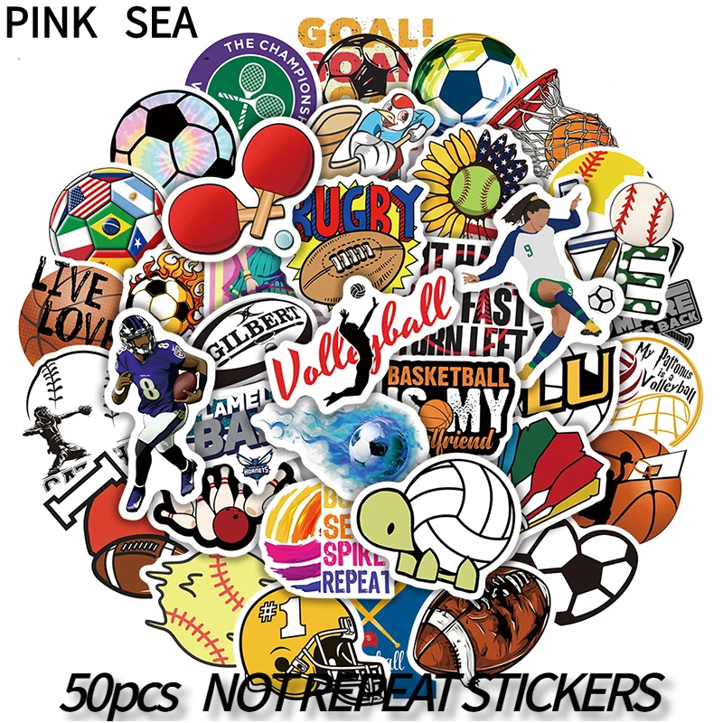 

10/30/50Pcs/set Ball Games Cartoon Sports Spirit Graffiti Stickers For Phone Case Luggage Laptop DIY Skateboard Car Kids Gift
