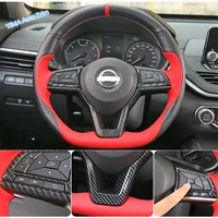 lapetus auto styling steering wheel strip frame cover trim fit for nissan altima teana 2019 2020 abs matte carbon fiber look