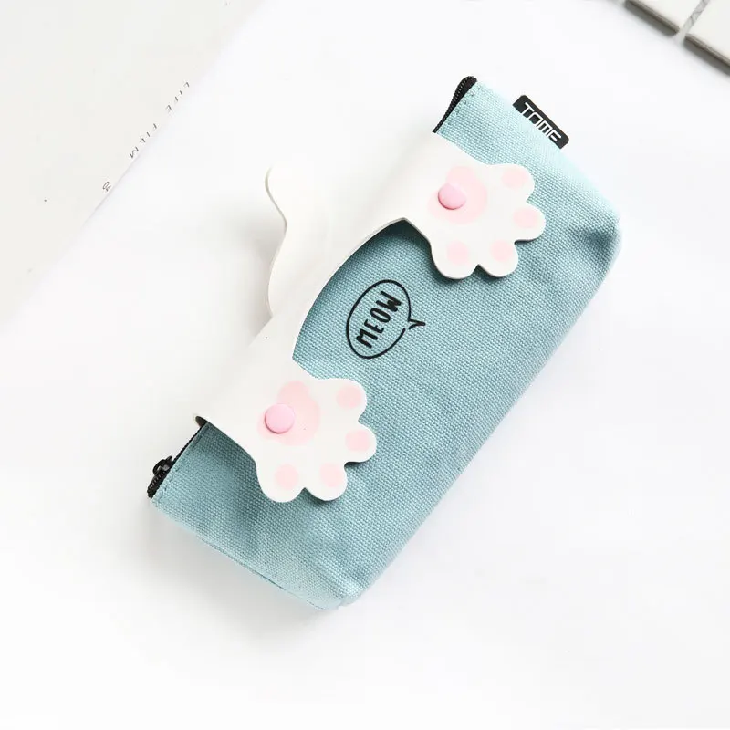 

Cute Cat Tai Chi Big Capacity Pencil Bag Student Stationery Bag Simple Zipper Canvas Pencil Case Female