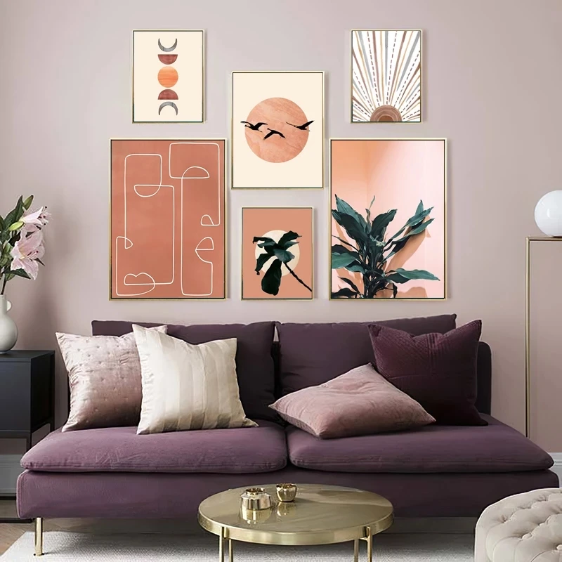 

Home Decor Prints Sun and Moon Poster Pictures Wall Artwork Plant Modular Canvas Nordic Style Painting For Living Room No Frame