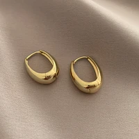 new classic copper alloy smooth metal hoop earrings for woman fashion korean jewelry temperament daily wear earrings