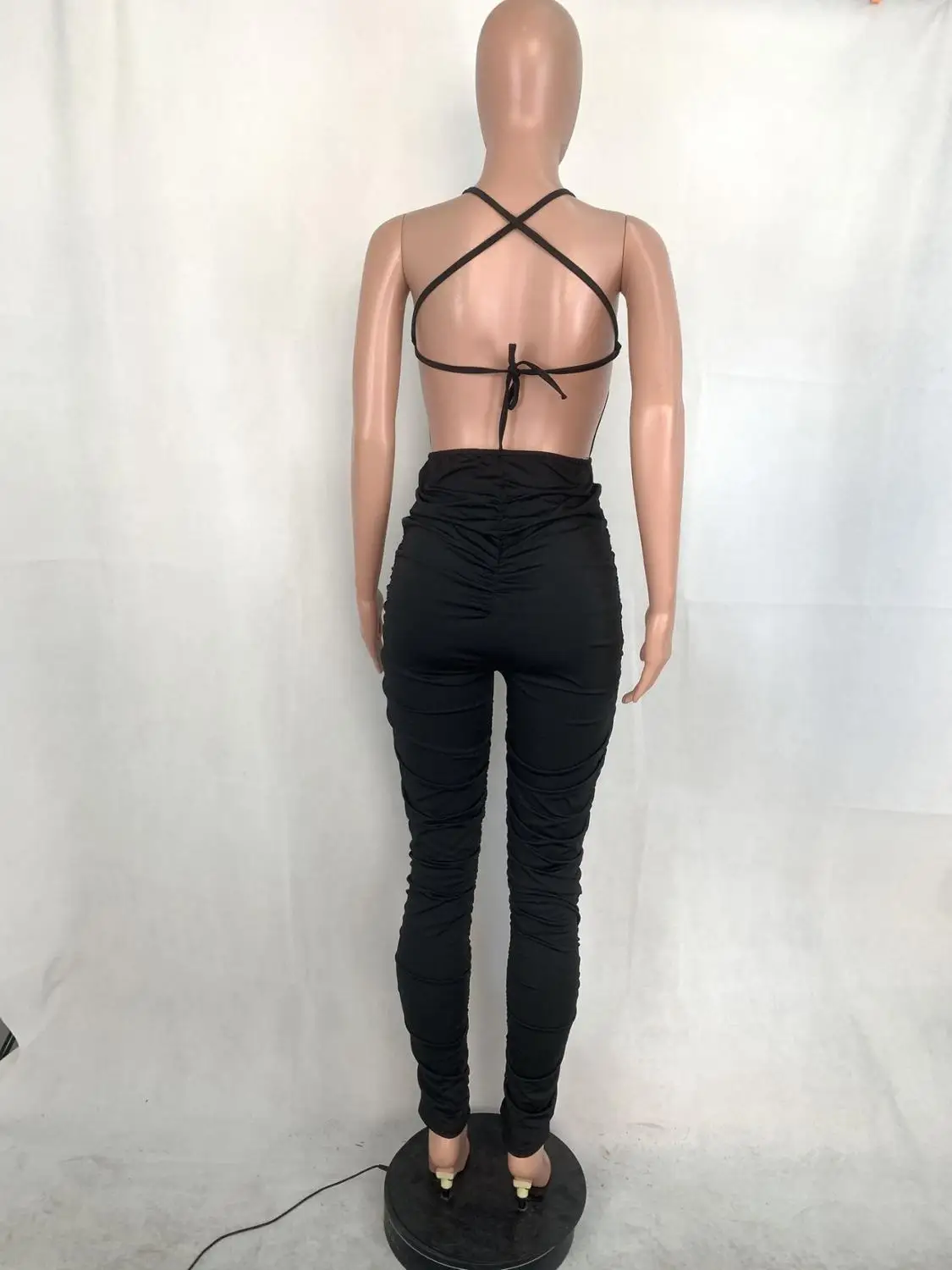 

New sexy slim solid back Jumpsuit summer fashion U-neck sleeveless women's suspender pants