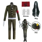 Шапка костюм для косплея перчатки в стиле милитари Danganronpa V3 Korea kiyo Shinguji, длинный парик, униформа для Хэллоуина, Рождества, вечеринки