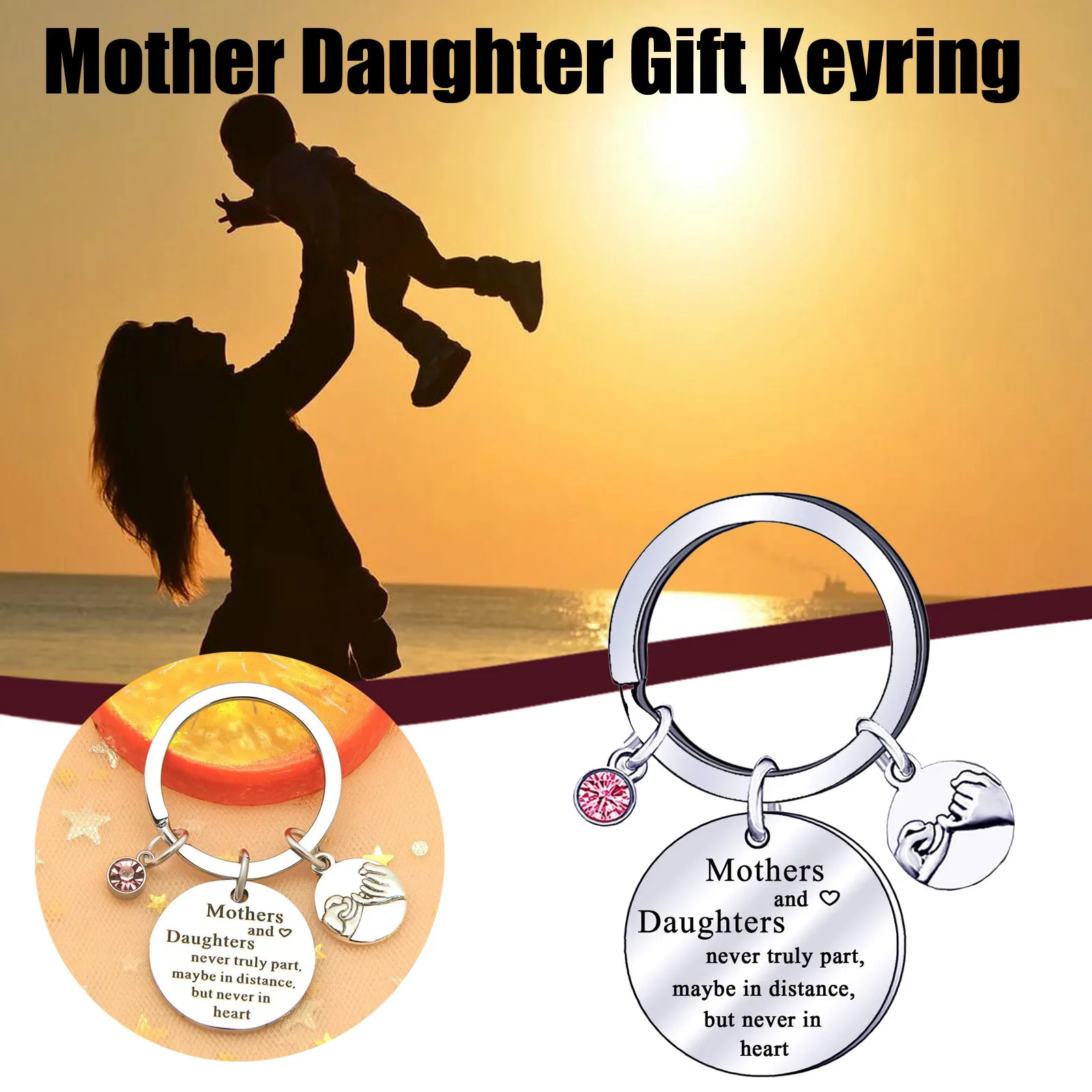 

Mother Daughter Gift Keyring Keychain Mum Keyring Daughter Key Ring Mother's Day Mothers Day Flowers Pretty Woman