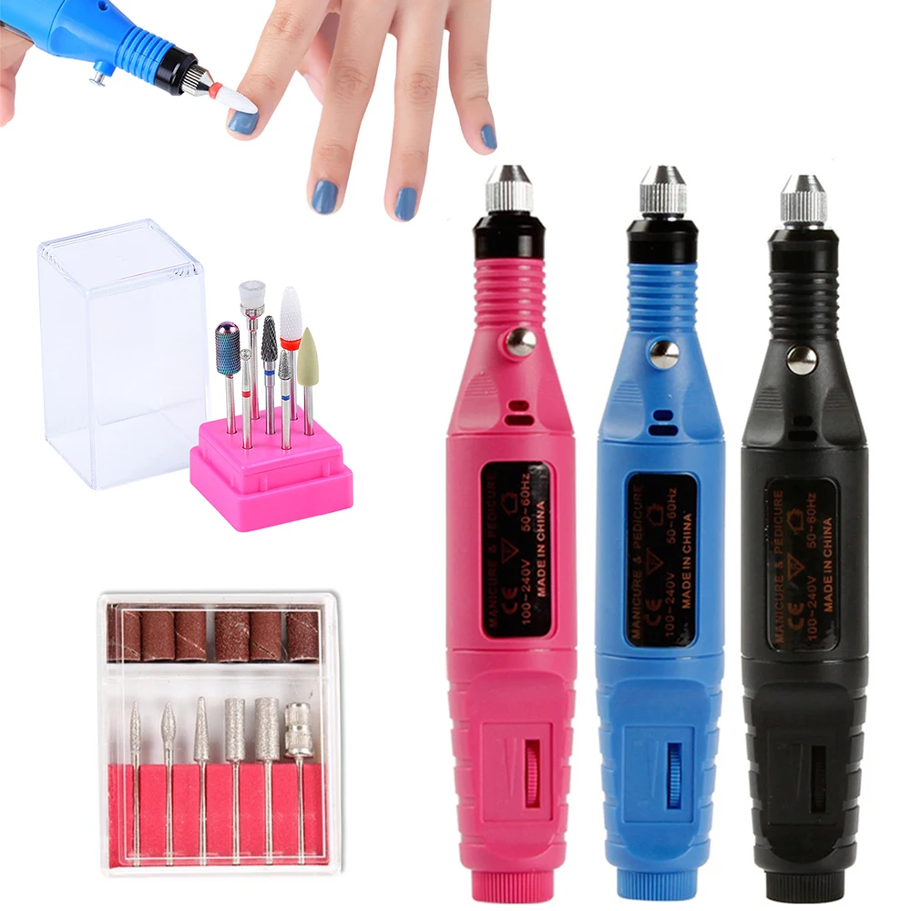 Электрический аппарат для маникюра 7 шт. фреза фрезы сверла шлифовальные машинка