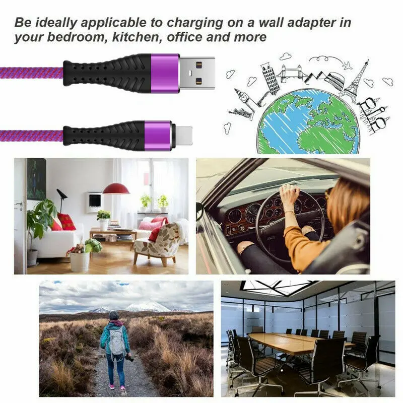 1 м мощный Плетеный usb-кабель для зарядки и передачи данных для iPhone 5, 6, 7, 8 X XS, XR, iOS, устройство, горячее предложение для iPad Air 1, 2, 3