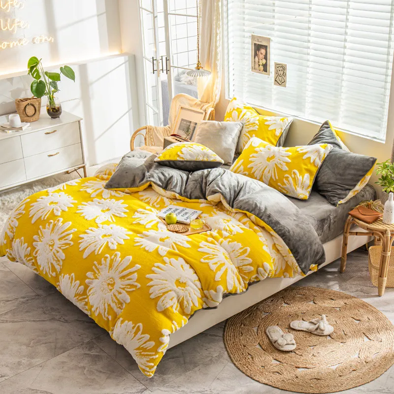 Современный стиль Beth Бархат Теплый 4 шт. Набор постельного белья пододеяльник