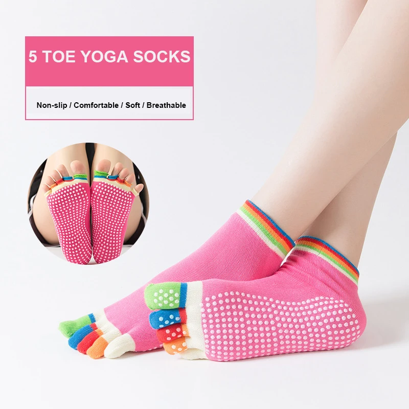 

1 Pair Gym High Quality Full Fingers Yoga Socks Silicone Non Slip Indoor Sports Footwear Women Pilates Ballet Barefoot Workout