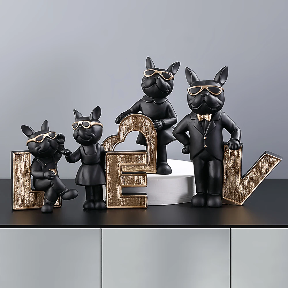 4 шт. декоративные фигурки французского бульдога скульптура собаки аксессуары