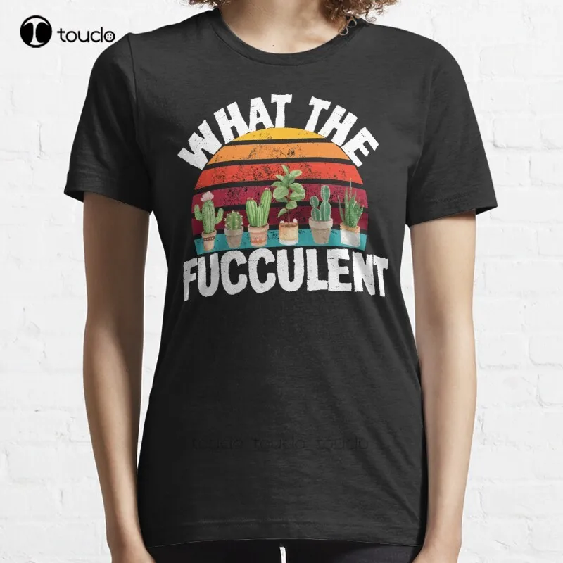 

New What The Fucculent Vintage Plant T-Shirt Cotton Men Tee Shirt