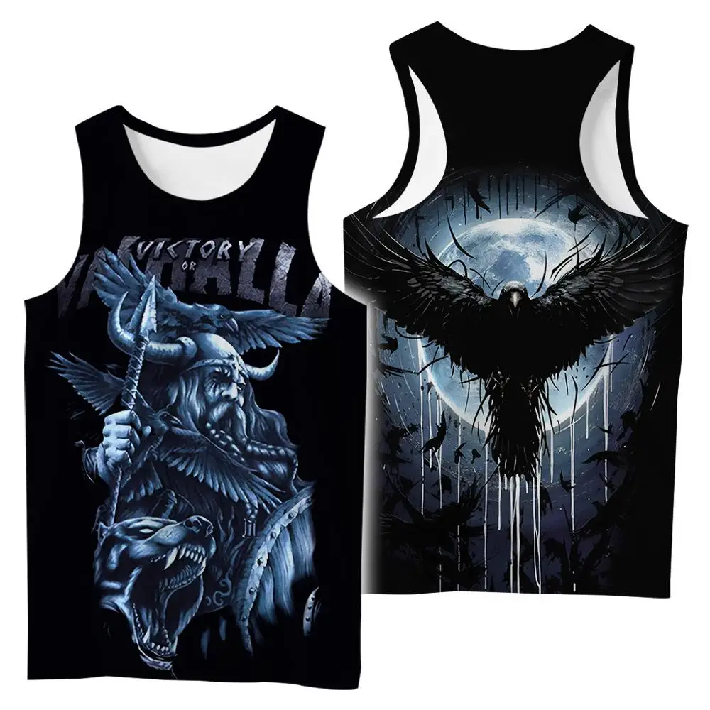 

New 3D Print Tattoo Viking Skull Tank Top Men Casual Vest Hiphop Gothic Streetwear Tops Sleeveless Boys Black Clothes Drop ship