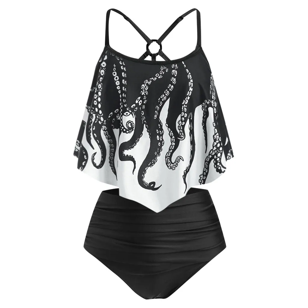 Комплект бикини с маской для лица сексуальный топ принтом осьминога высокой