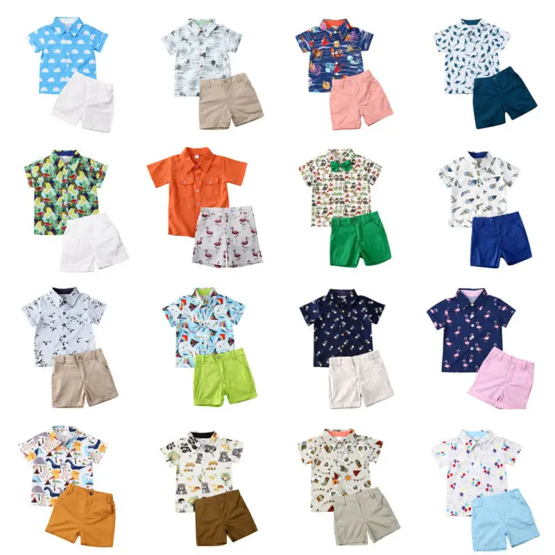 

PUDCOCO Infant Toddler Kids Baby Boy Christening Gentleman Short Sleeves T-shirt Top Shorts Outfit Suit Set 1-6Y