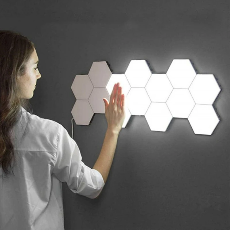 

Honeycomb lamp touch sensitive hexagon combined background wall lamp LED assembly hand touch quantum lamp wall decor