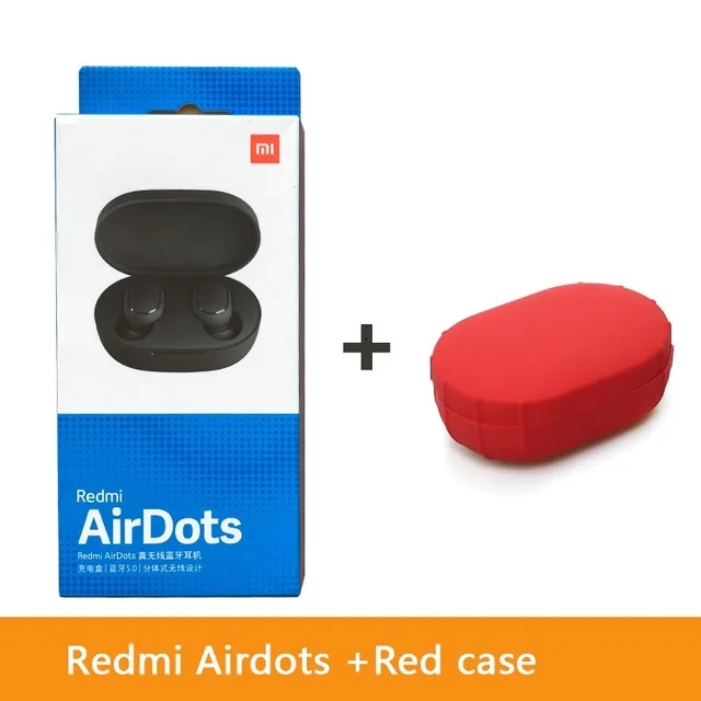 Add Red Case Горячие Xiaomi Redmi AirDots беспроводные наушники bluetooth управление языком Автоматическое Сопряжение мини смарт-гарнитуры - Цвет: Add Red Case