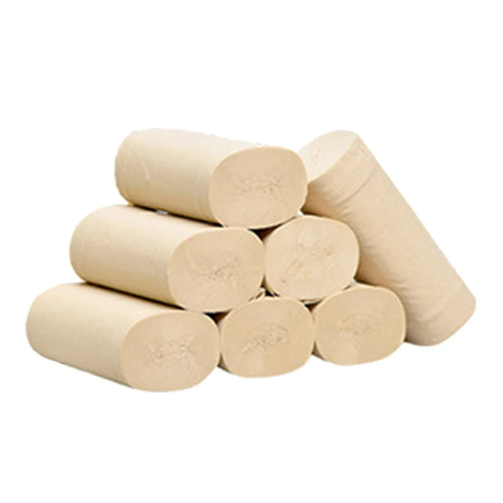 10 Rolls 4 Layers Soft Toilet Paper Roll Wood Pulp Bath Tissue Skin-friendly Care Household Towel |