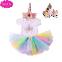 18 inch girls doll unicorn suit snow white dress with shoes american newborn mickey skirt baby toys fit 43 cm baby dolls c76