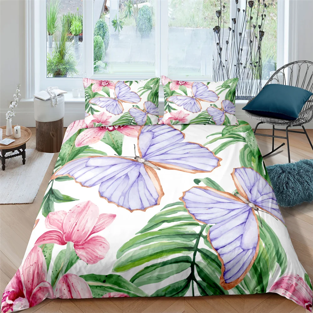 

Butterfly Flowers 3D Duvet Cover Set Bedding Sets Fantasy Double Queen King Single Size Quilt Cover Bedclothes Bed Linen Luxury