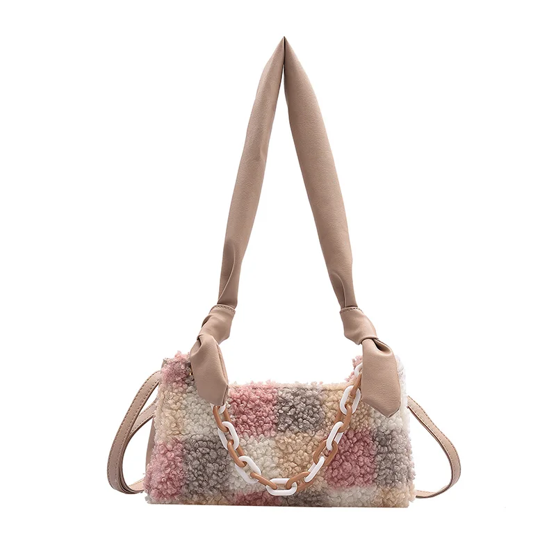 Новинка 2019 зимняя женская сумка через плечо маленькая плюшевая шерстяная