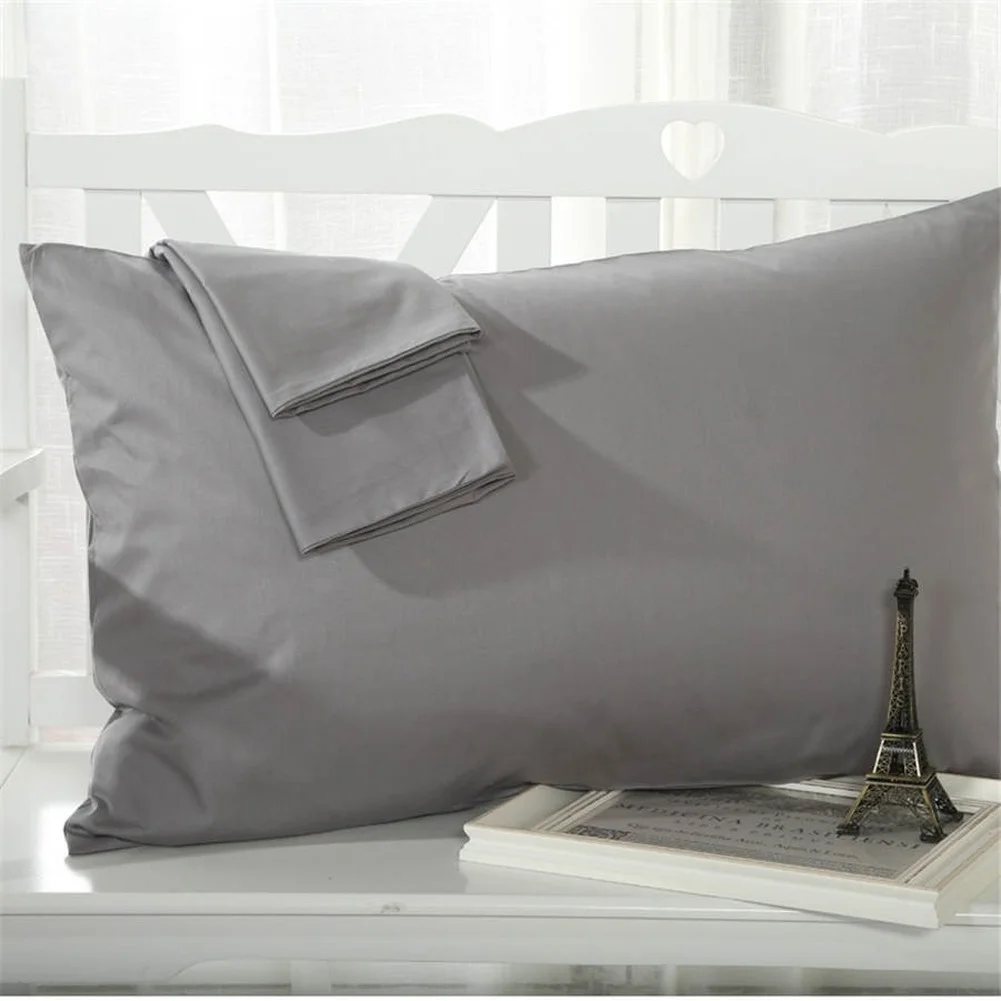 

A Pair 100% Cotton Envelope Pillow Cases Solid Color Soft Comfortable Pillow Covers Home Textile Bedding 48 X 74 Cm