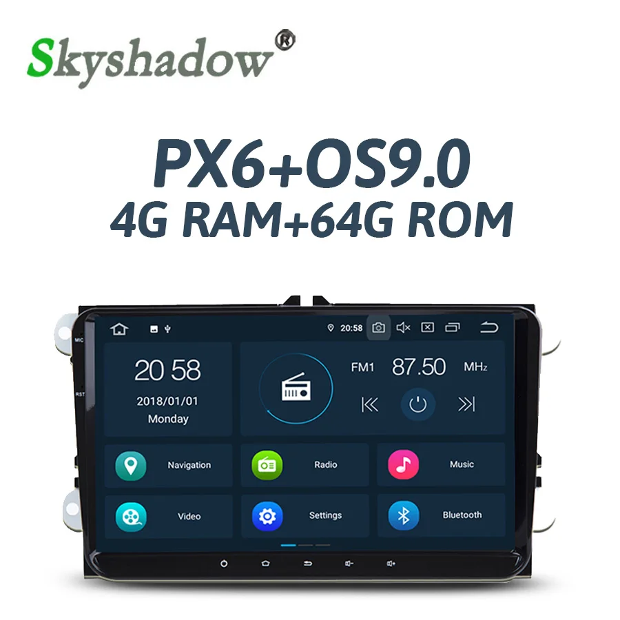Ips PX6 Android 9,0 64 ГБ+ 4 ГБ Автомобильный dvd-плеер RDS радио gps карта для VW Tiguan Touran Jetta Passat Polo Skoda Superb Octavia