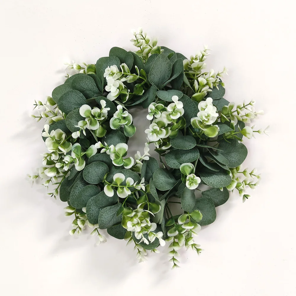 

Eucalyptus globulus 35cm Small Artificial Wreaths Grass Garlands Welcome Wreath Decor Door Hanging Artificial Plant