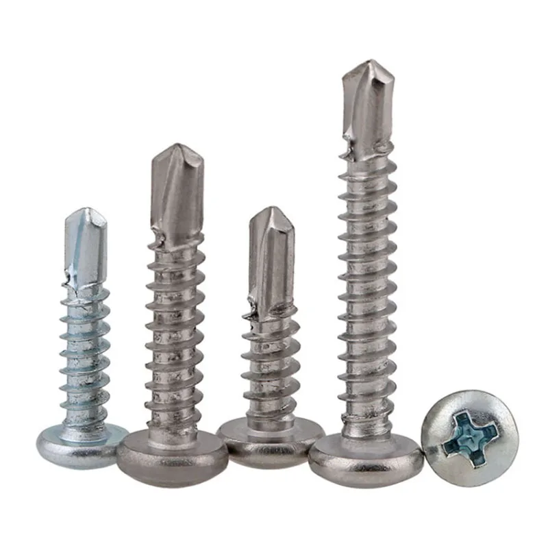 

401Stainless Steel Cross Round Head Drill Tail Self Tapping Screw KA Hardened Phillips Pan Head Self Drilling Screws 20pcs