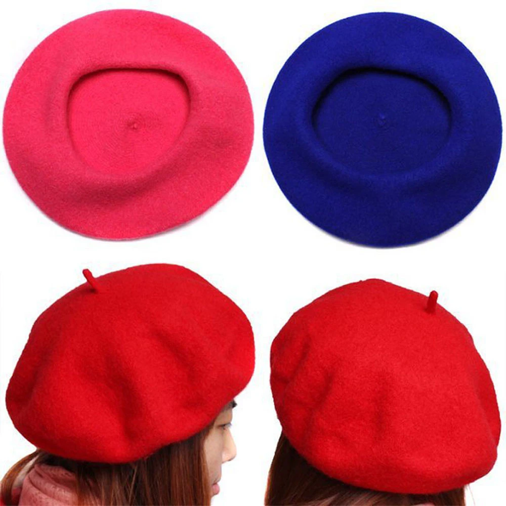 

Woolen Beret Girl Painter Hat Baby Parent-Child Cap Girls Solid Color Autumn Winter Beret Hat Pumpkin Felt Headgear