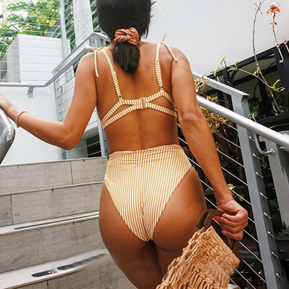 Сексуальный раздельный купальник-бикини в полоску 2020 | Женская одежда