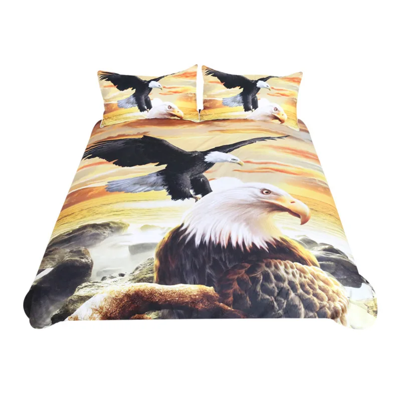 Flying Eagle Pattern Quilt Cover with 2Pillowcase Fashion Bedding 3 Piece Set 3D Printing Available In Multiple Size | Дом и сад