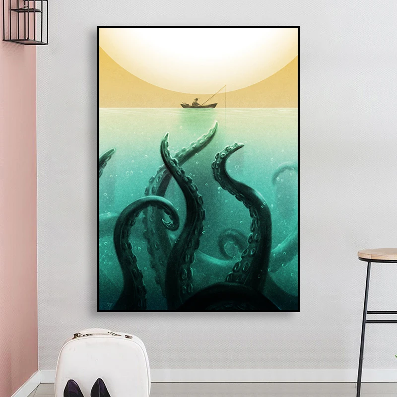 Модульная картина украшение дома 1 шт. Осьминог Рыбак Живопись стены искусства