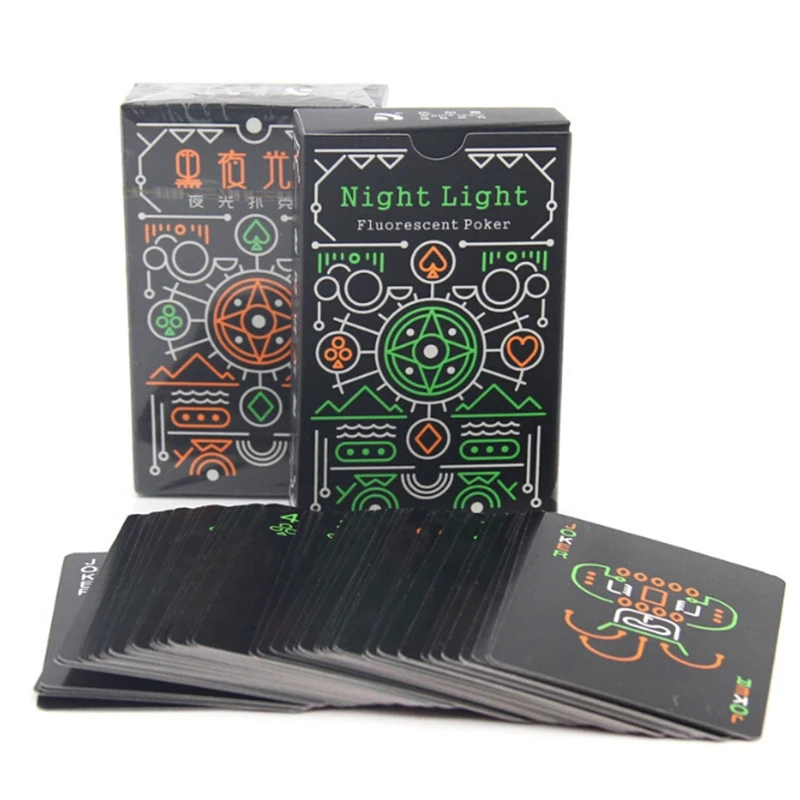 

Fluorescent Playing Cards Luminous Poker Glow Novelty Glow in The Dark Bar Party Street Magic Toy Easy to Do,learn Paper Unisex