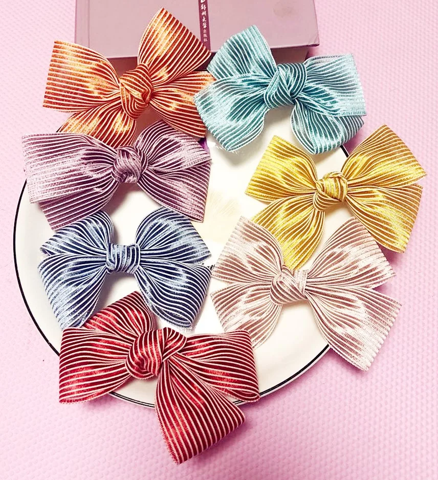 

Kewgarden Cute Stripe Hair Ribbons Hair Bowknot Hairpins Side Hairclips Baby Girls Headwear Hair Accessories 4 Pcs